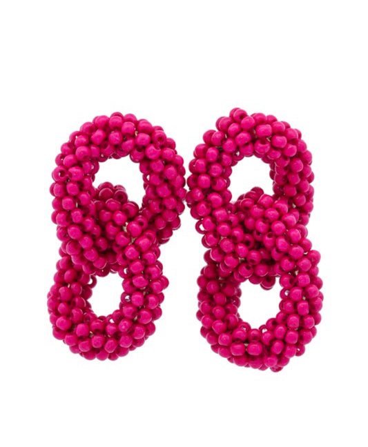 Beaded Chain Link Stud Earrings