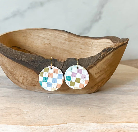 Candy Checkered Round Earrings