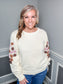 Floral Embroidered Sleeves Sweater Pullover Top