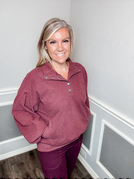 Rib Brushed Button Down Top