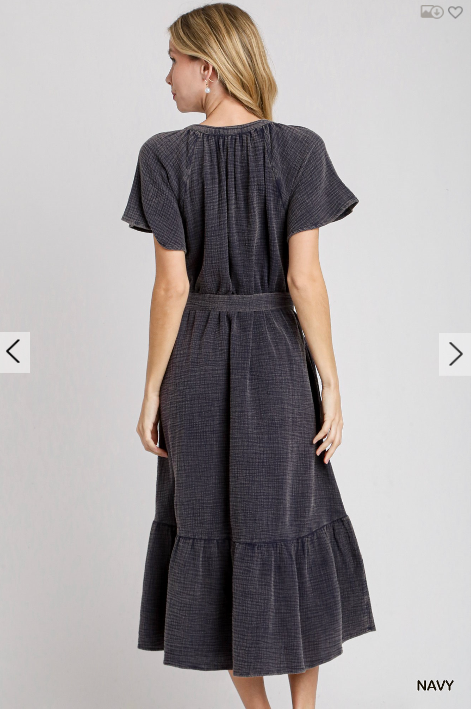 Mineral Wash Midi Dress |NAVY|