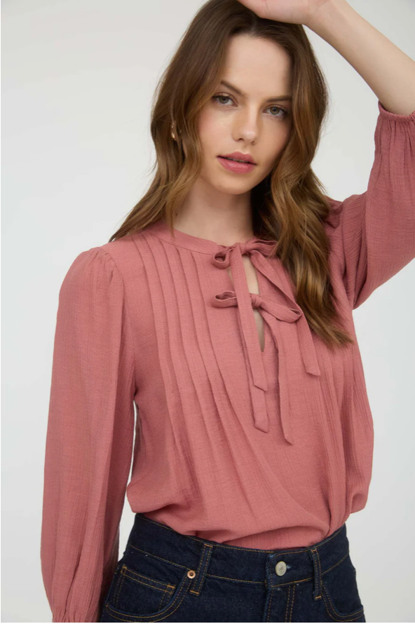 Front Tie Pleated Top |TERRACOTTA|
