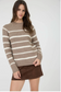 Stripe High Neck Knit Sweater