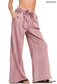 Acid Wash Fleece Palazzo Sweatpants |Light Rose|