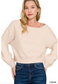 Fleece Boat Neck Pullover |Beige|