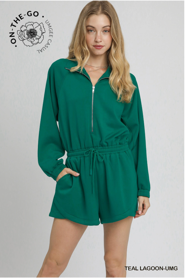Luxe Knit Half Zip Romper