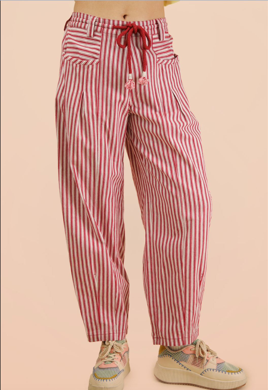 Striped Barrel Denim Pants