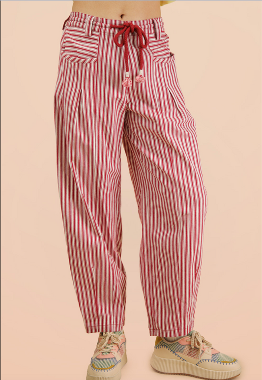 Striped Barrel Denim Pants