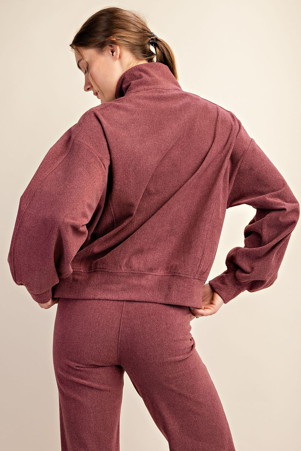 Rib Brushed Button Down Top