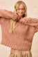 Chunky Knit Sweater Top With Flower Detail Sleeves