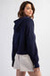 French Terry Cropped Hoodie |Navy|