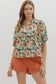 Botanical Print Scallop Trim Top