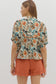 Botanical Print Scallop Trim Top