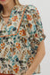 Botanical Print Scallop Trim Top