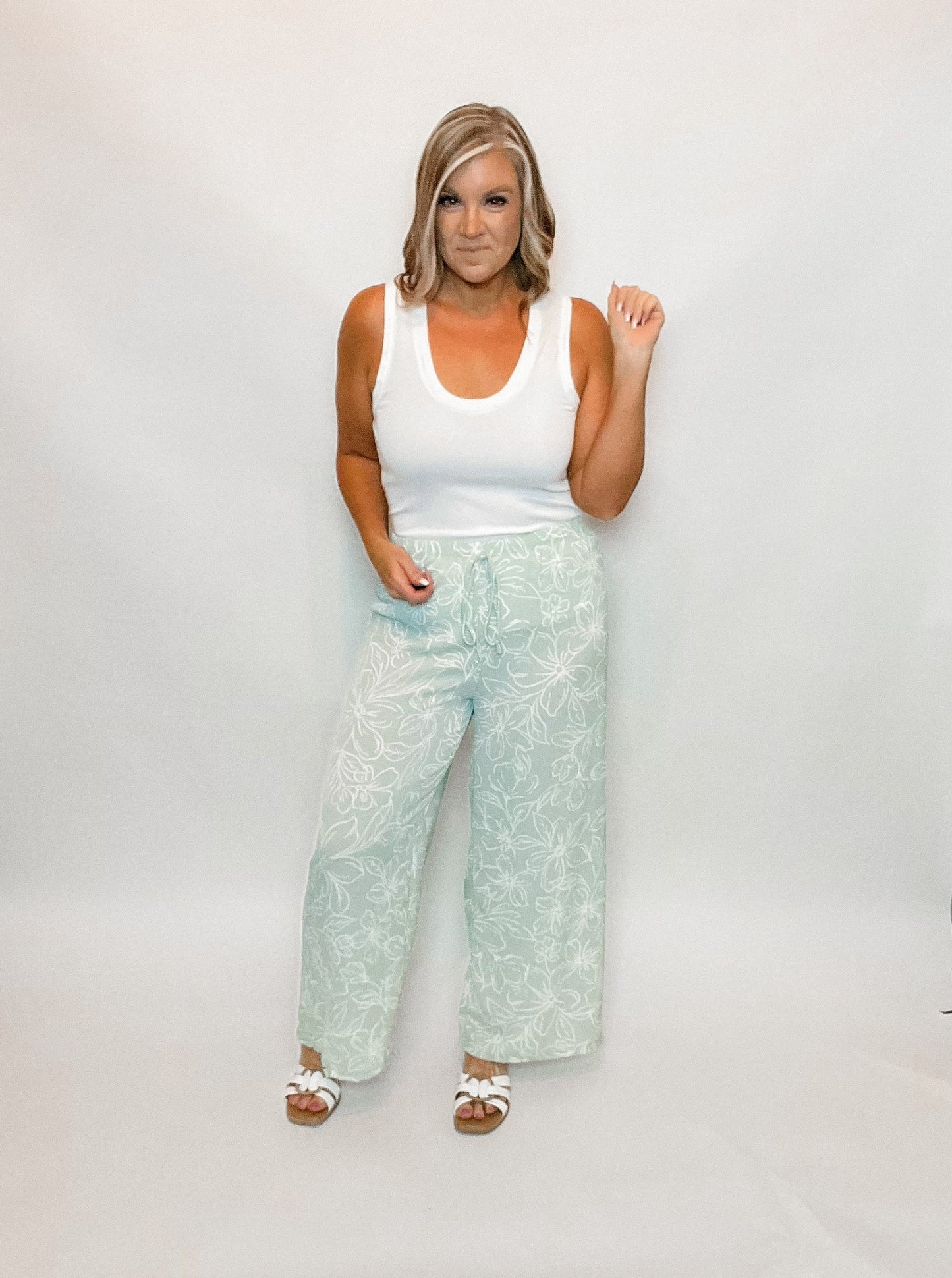 Sage Floral Pants