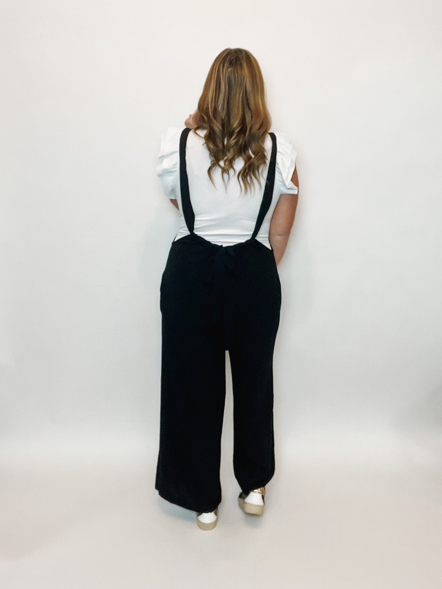 Woven Suspender Style Jumpsuit