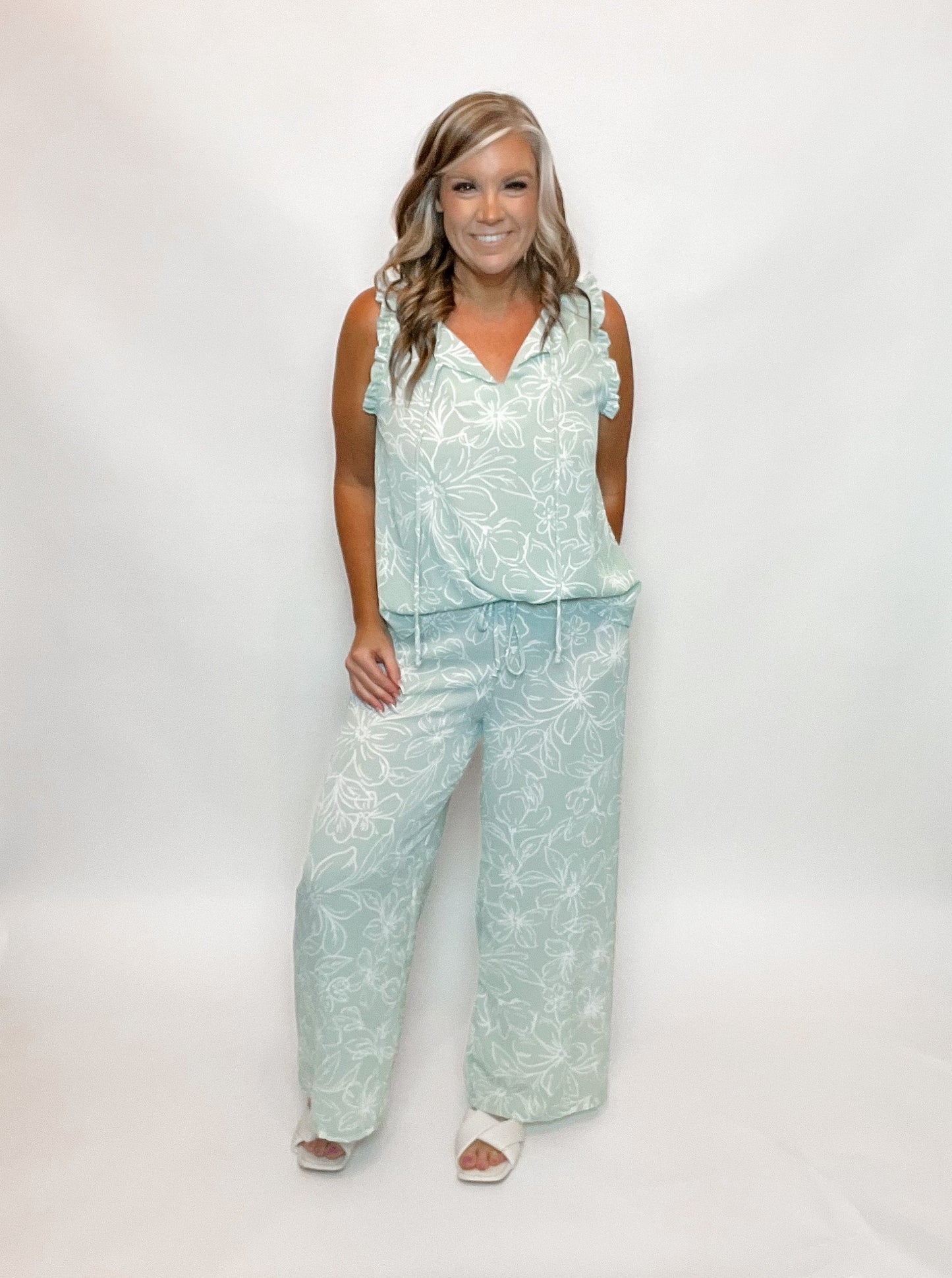 Sage Floral Pants