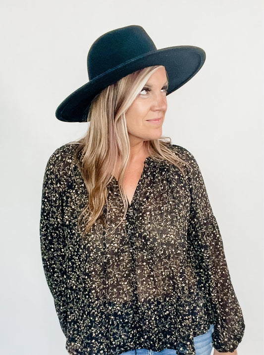 Leather Belt Strap Fedora Hat - 1 left