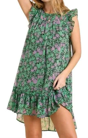 Floral Flutter Sleeve Dress